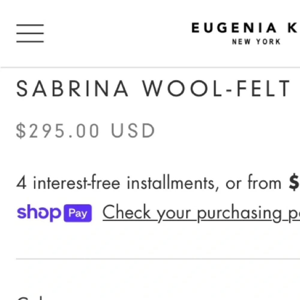 Eugenia Kim Sabrina Hat In Bordeaux New with tags